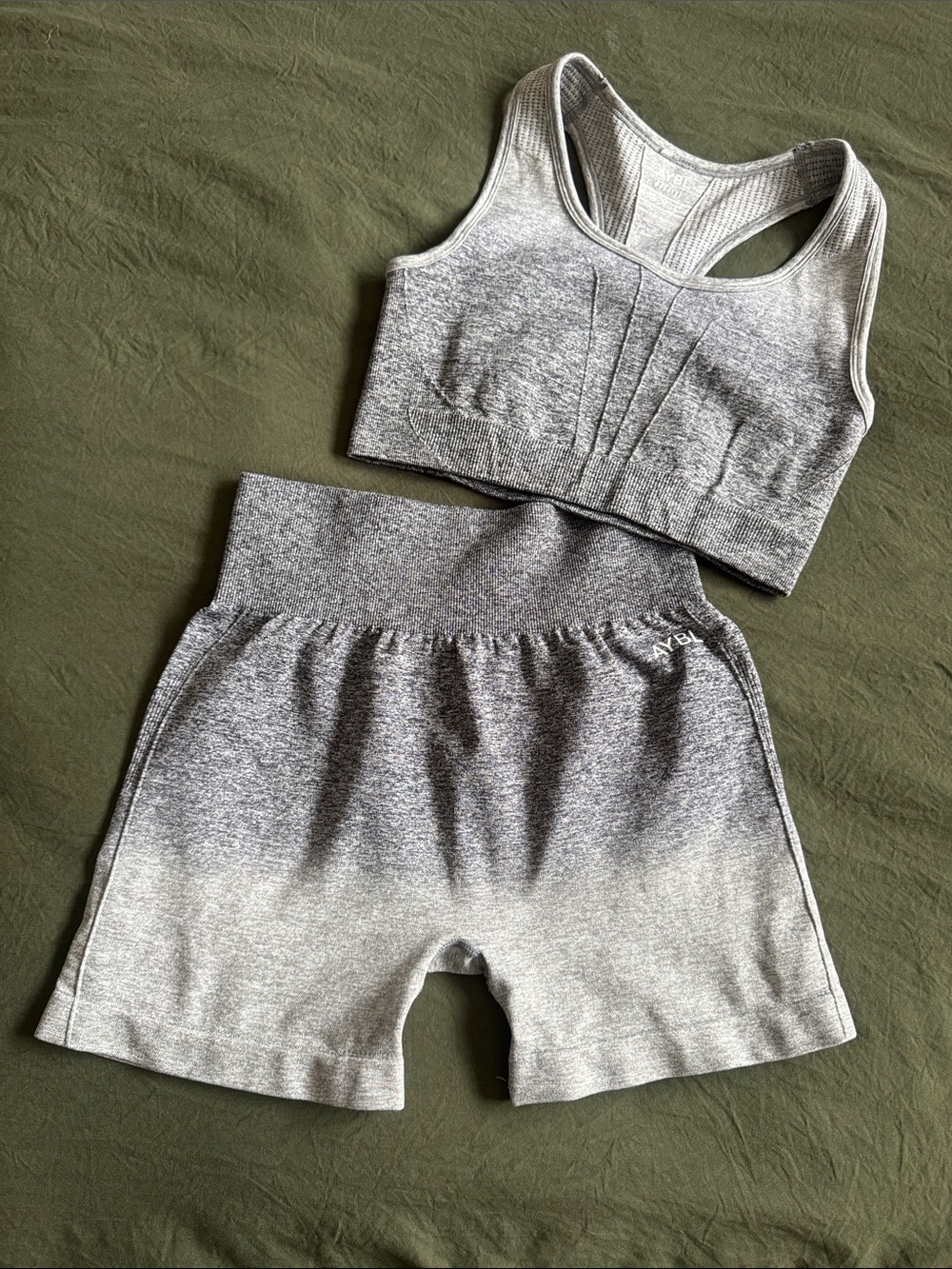 AYBL Gray Ombre Seamless Sports Bra & Shorts Set